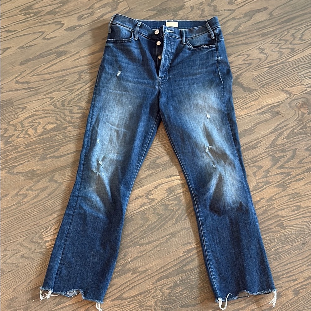 MOTHER Button Fly Hustler Ankle Jeans